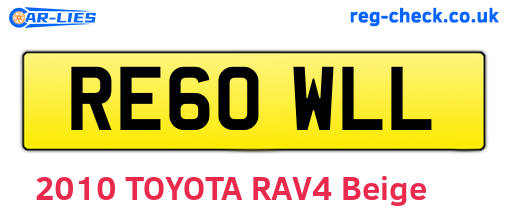 RE60WLL are the vehicle registration plates.