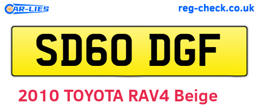 SD60DGF are the vehicle registration plates.