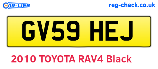 GV59HEJ are the vehicle registration plates.