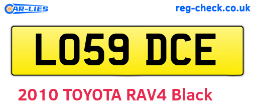 LO59DCE are the vehicle registration plates.