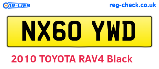 NX60YWD are the vehicle registration plates.