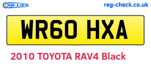 WR60HXA are the vehicle registration plates.