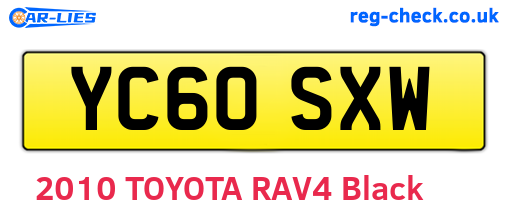 YC60SXW are the vehicle registration plates.