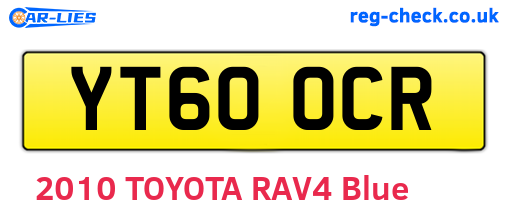 YT60OCR are the vehicle registration plates.