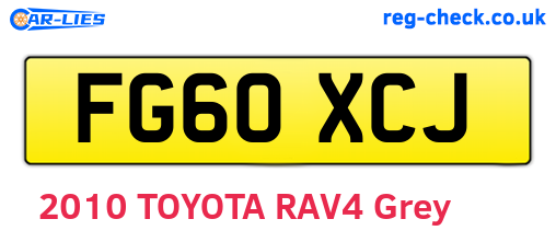 FG60XCJ are the vehicle registration plates.