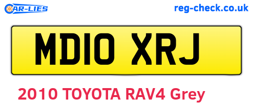 MD10XRJ are the vehicle registration plates.