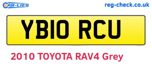 YB10RCU are the vehicle registration plates.