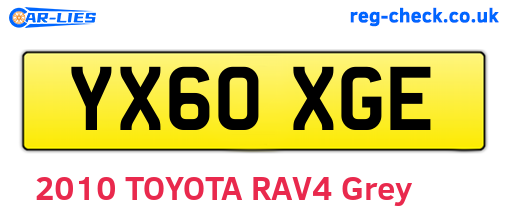 YX60XGE are the vehicle registration plates.