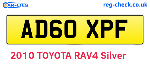 AD60XPF are the vehicle registration plates.