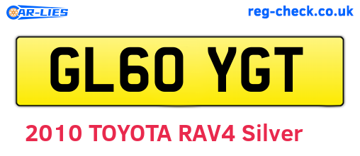 GL60YGT are the vehicle registration plates.