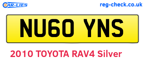 NU60YNS are the vehicle registration plates.