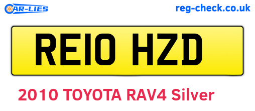 RE10HZD are the vehicle registration plates.