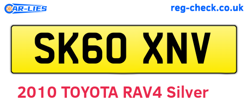 SK60XNV are the vehicle registration plates.