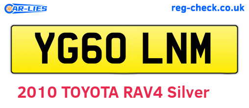 YG60LNM are the vehicle registration plates.