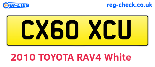 CX60XCU are the vehicle registration plates.