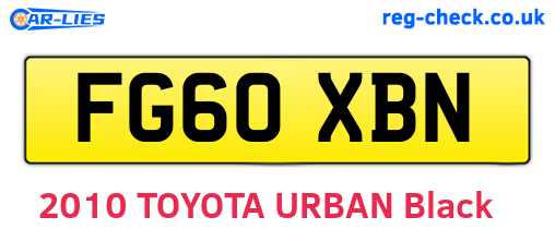 FG60XBN are the vehicle registration plates.
