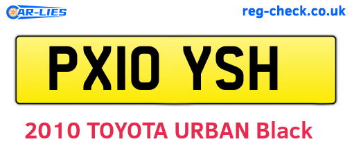 PX10YSH are the vehicle registration plates.