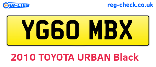 YG60MBX are the vehicle registration plates.