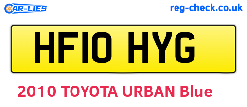 HF10HYG are the vehicle registration plates.