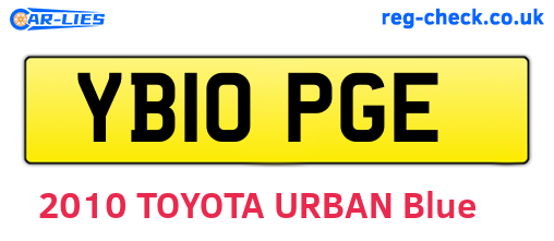 YB10PGE are the vehicle registration plates.