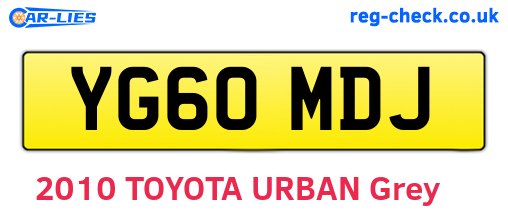 YG60MDJ are the vehicle registration plates.