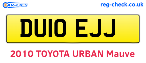 DU10EJJ are the vehicle registration plates.