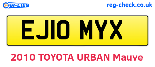 EJ10MYX are the vehicle registration plates.