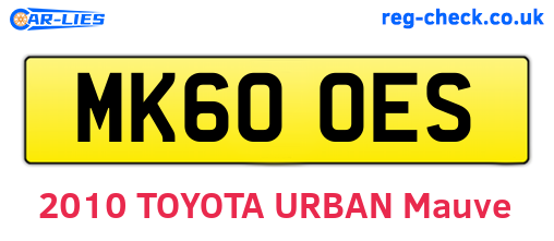 MK60OES are the vehicle registration plates.