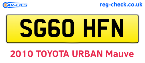 SG60HFN are the vehicle registration plates.