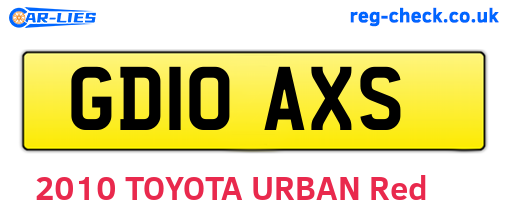 GD10AXS are the vehicle registration plates.