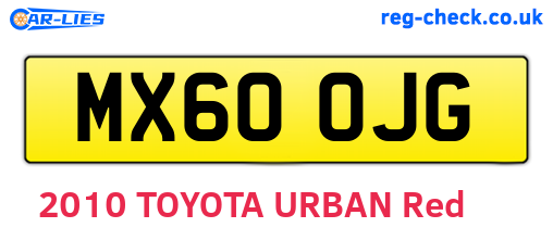 MX60OJG are the vehicle registration plates.