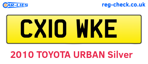 CX10WKE are the vehicle registration plates.