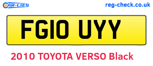 FG10UYY are the vehicle registration plates.