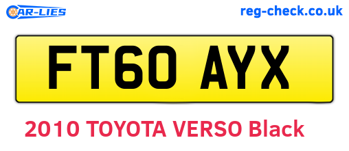 FT60AYX are the vehicle registration plates.