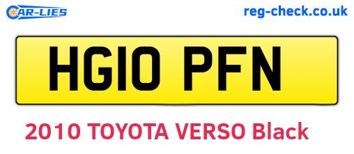 HG10PFN are the vehicle registration plates.