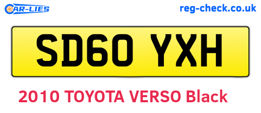 SD60YXH are the vehicle registration plates.
