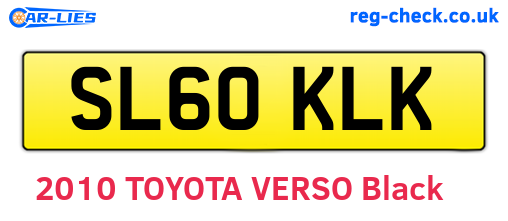 SL60KLK are the vehicle registration plates.