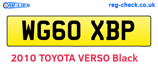 WG60XBP are the vehicle registration plates.