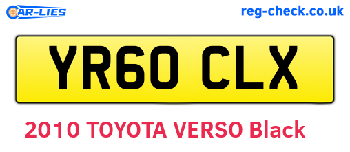 YR60CLX are the vehicle registration plates.