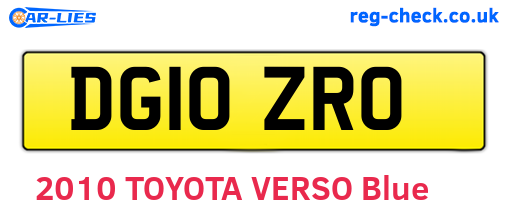 DG10ZRO are the vehicle registration plates.