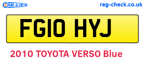 FG10HYJ are the vehicle registration plates.