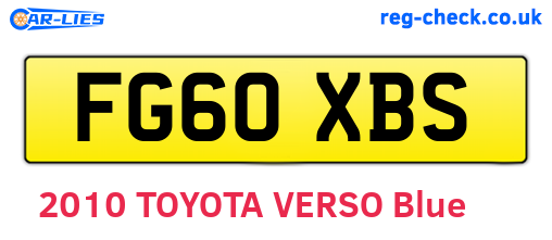 FG60XBS are the vehicle registration plates.