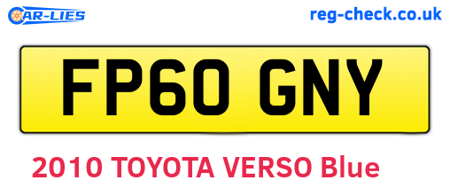 FP60GNY are the vehicle registration plates.