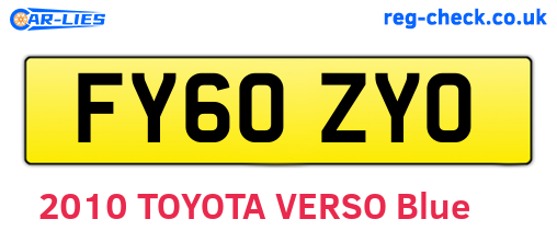 FY60ZYO are the vehicle registration plates.