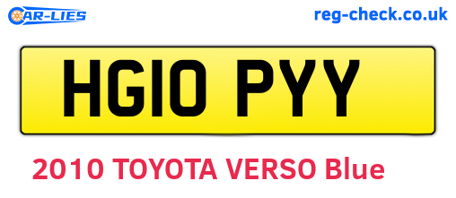 HG10PYY are the vehicle registration plates.