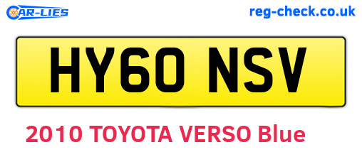 HY60NSV are the vehicle registration plates.