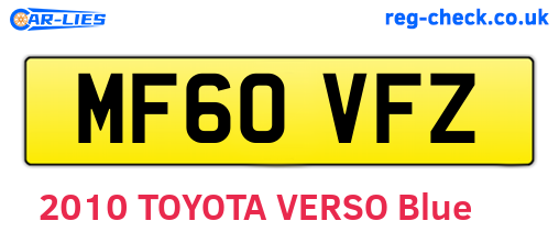 MF60VFZ are the vehicle registration plates.