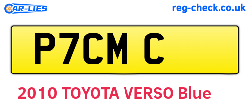 P7CMC are the vehicle registration plates.