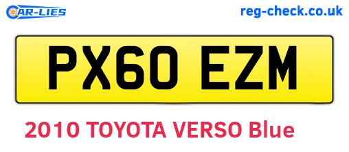 PX60EZM are the vehicle registration plates.