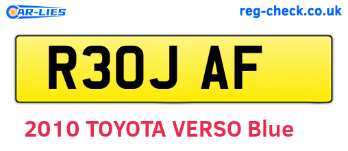 R30JAF are the vehicle registration plates.